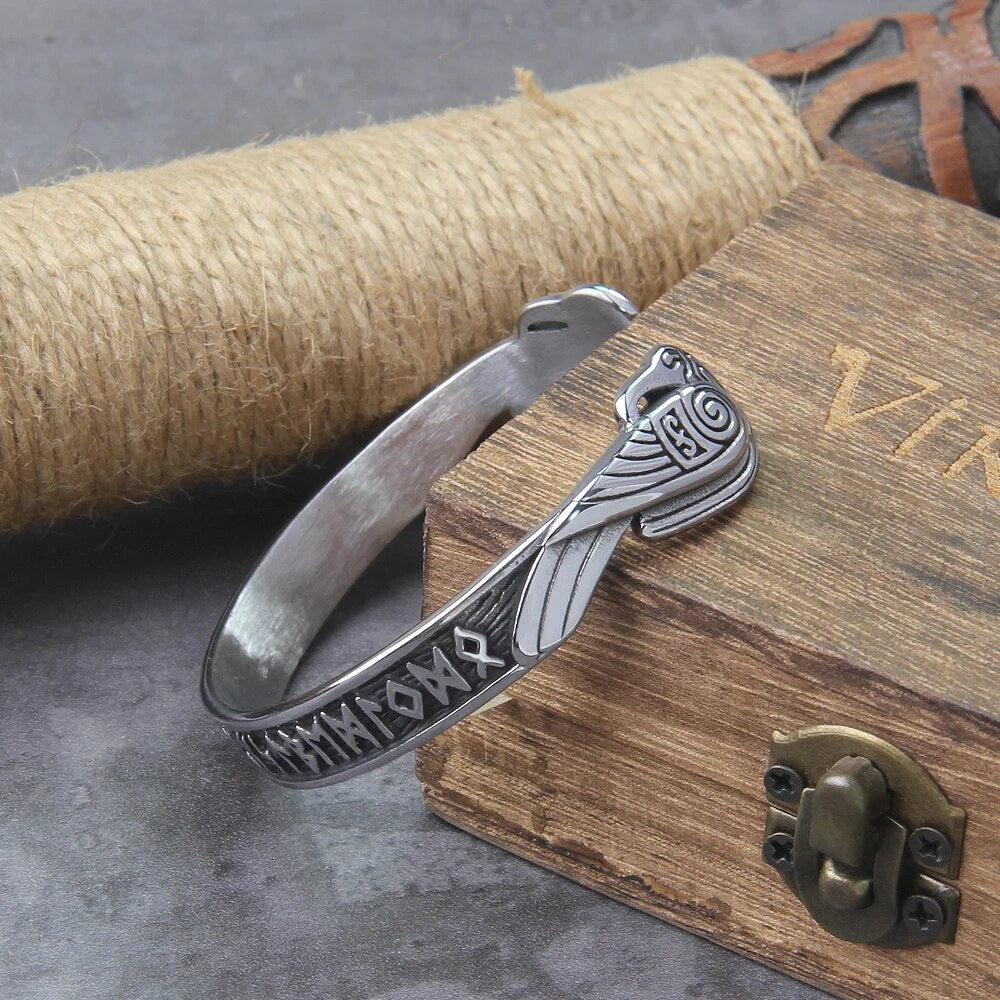 Raven Nordic Rune Viking Bangle