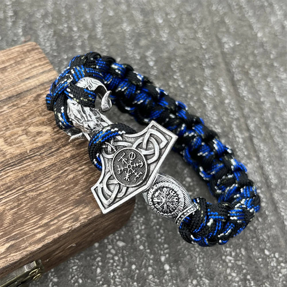 Goat Ram Thor Hammer Mjolnir Viking Paracord Rope Bracelet