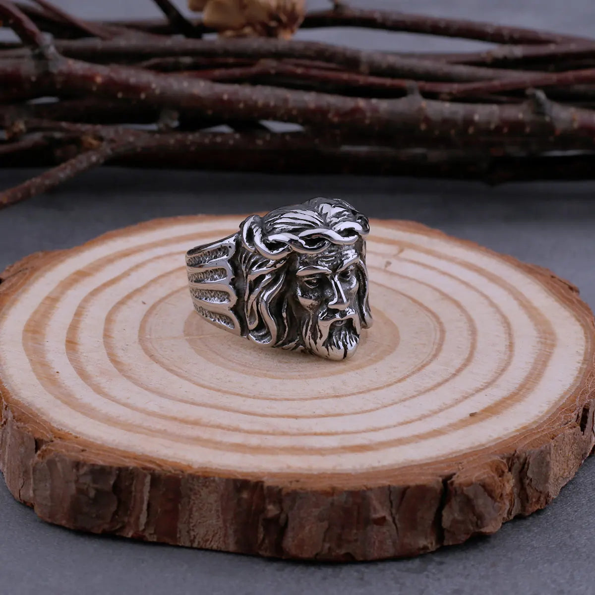 Viking Vintage Jesus Head Ring