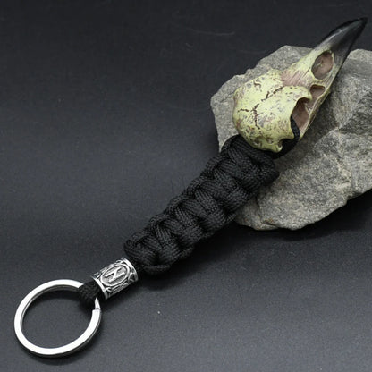 Nordic Raven Skeleton Runes Bead Paracord Keyholder