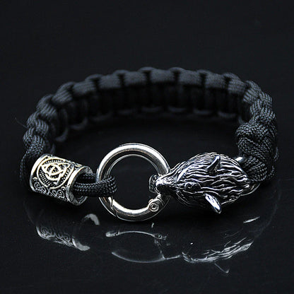 Stainless Steel Celtic Wolf Bracelets Norse Vikings Runes Paracord