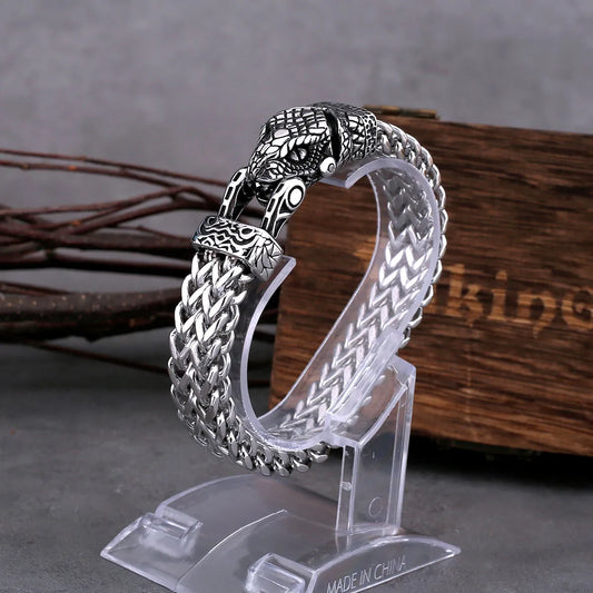 Nordic Viking Never Fade Stainless Steel Dominant Snake Head Bracelet