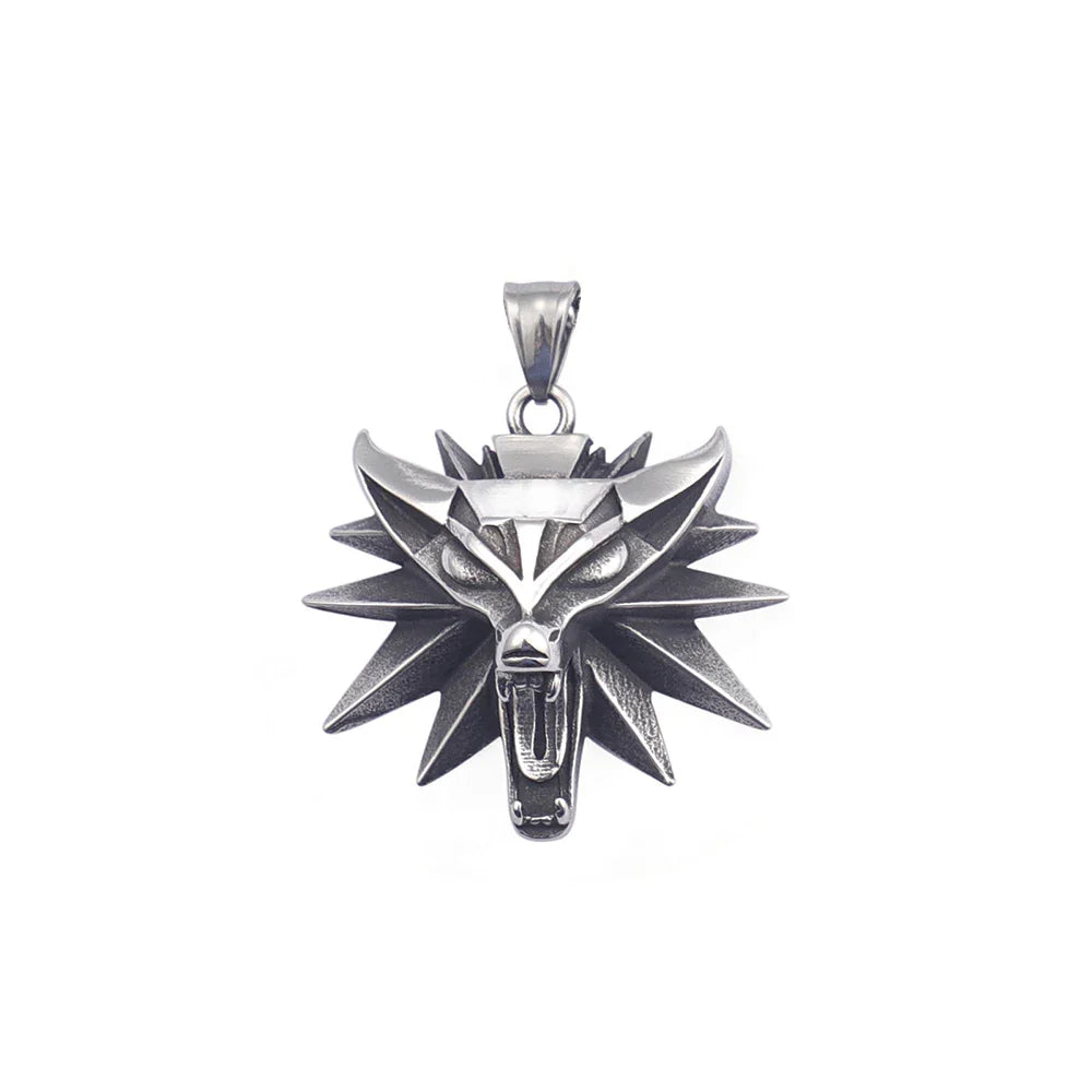 Stainless Steel Wolf Head Pendant Slavic Vikings Necklaces