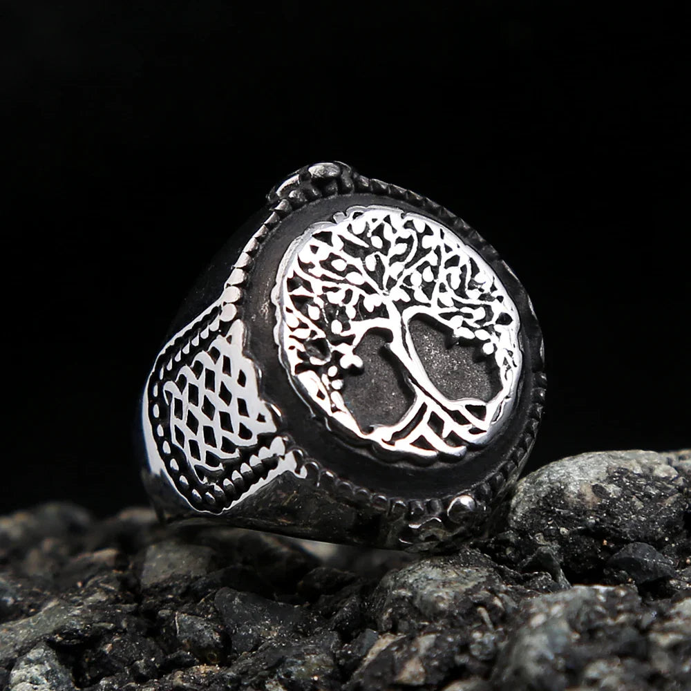 Viking Tree Of Life Ring Nordic Stainless Steel Yggdrasils