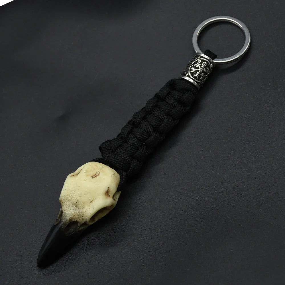 Nordic Raven Skeleton Runes Bead Paracord Keyholder