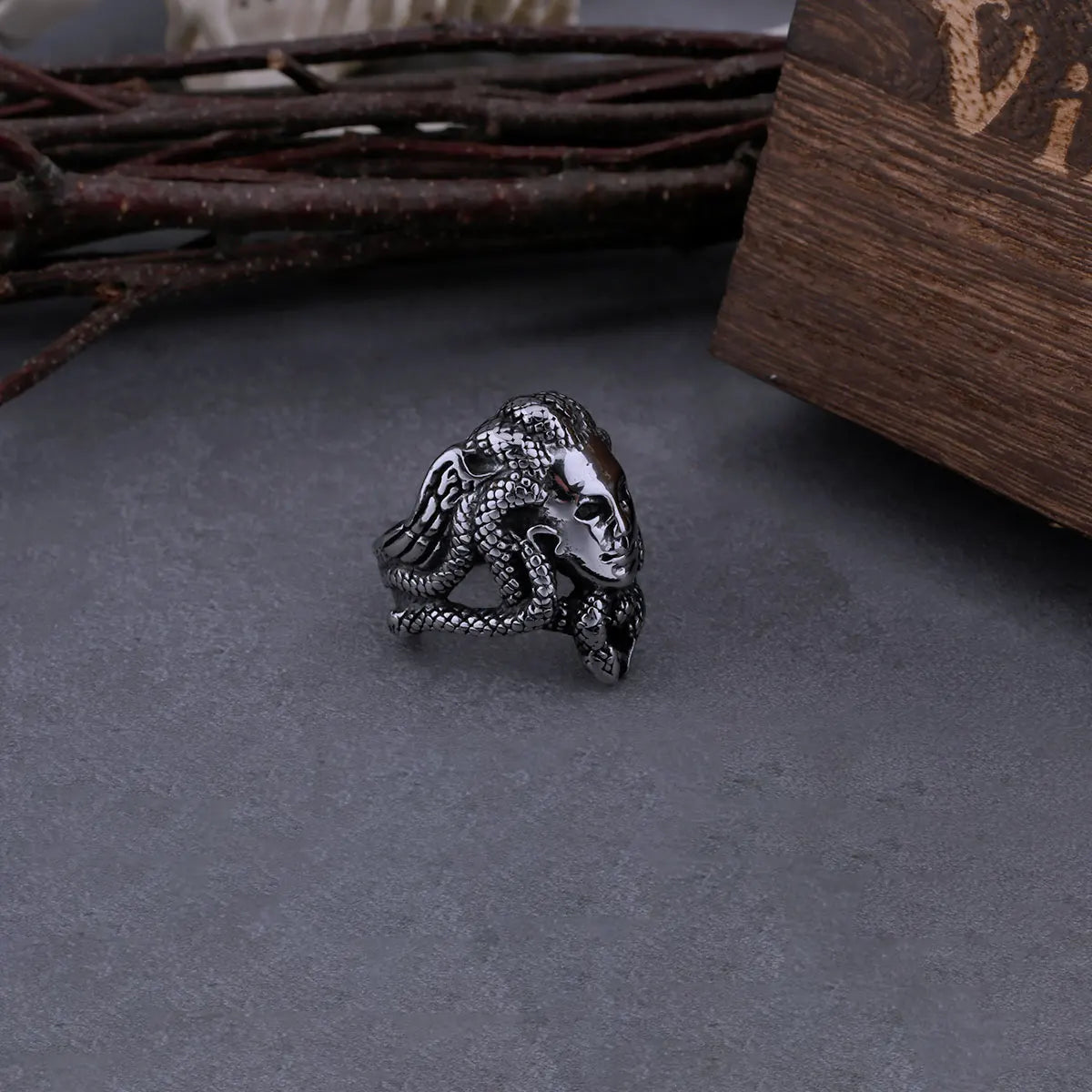 Stainless Steel Vintage Greek Mythology Medusa Viking Ring