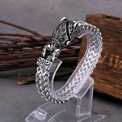 Nordic Viking Never Fade Stainless Steel Dominant Snake Head Bracelet