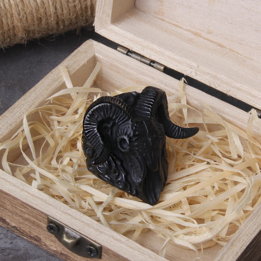 Goat Head Pagan Viking Ring