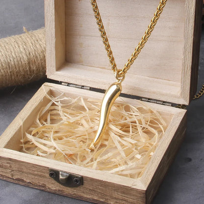 Gold Plated Italian Horn Viking Necklace