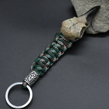 Odin Raven Skeleton Keychain Vikings Rope Norse