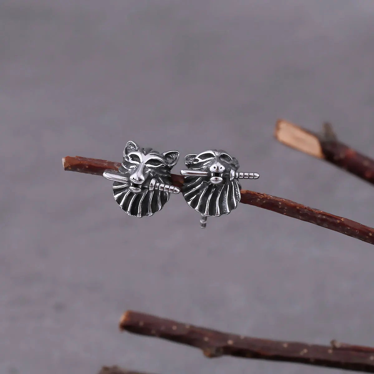 Nordic Wolf Dagger Stud Viking Earrings