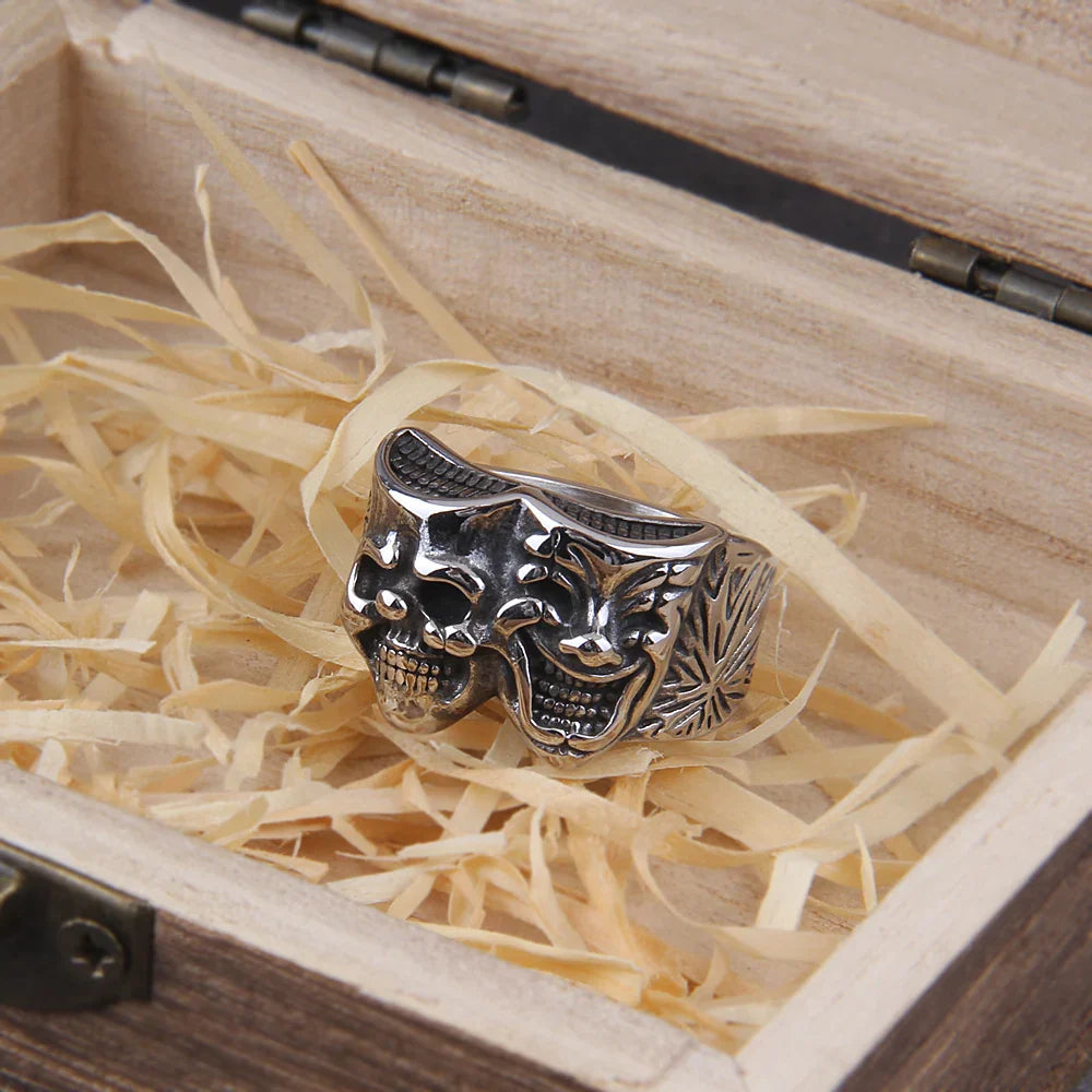 Retro Two Face Joker Color Punk Gothic Viking Ring