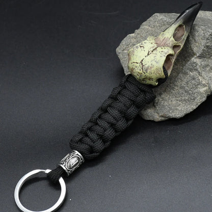 Nordic Raven Skeleton Runes Bead Paracord Keyholder