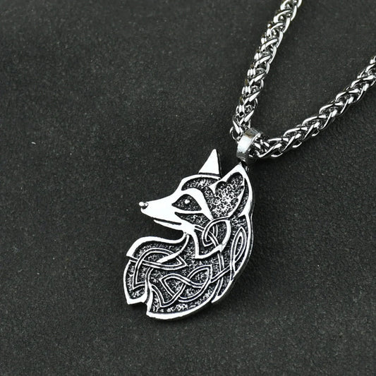 Viking Fox Wolf Fenrir Pendant Necklace