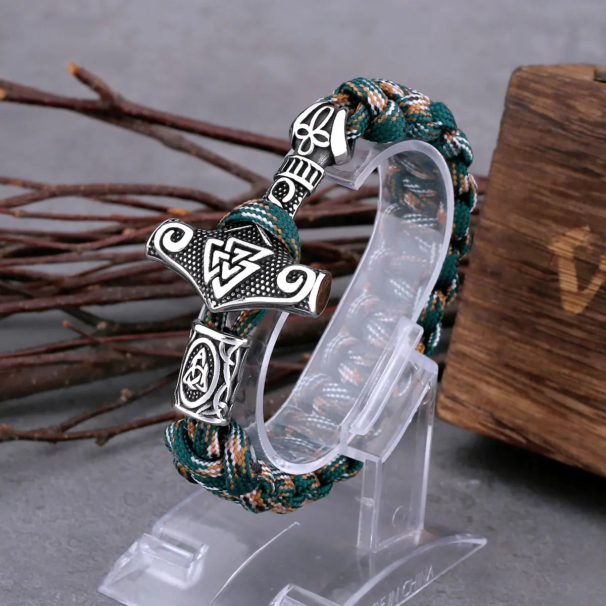 Odin Rune Thor's Hammer Viking Bracelet