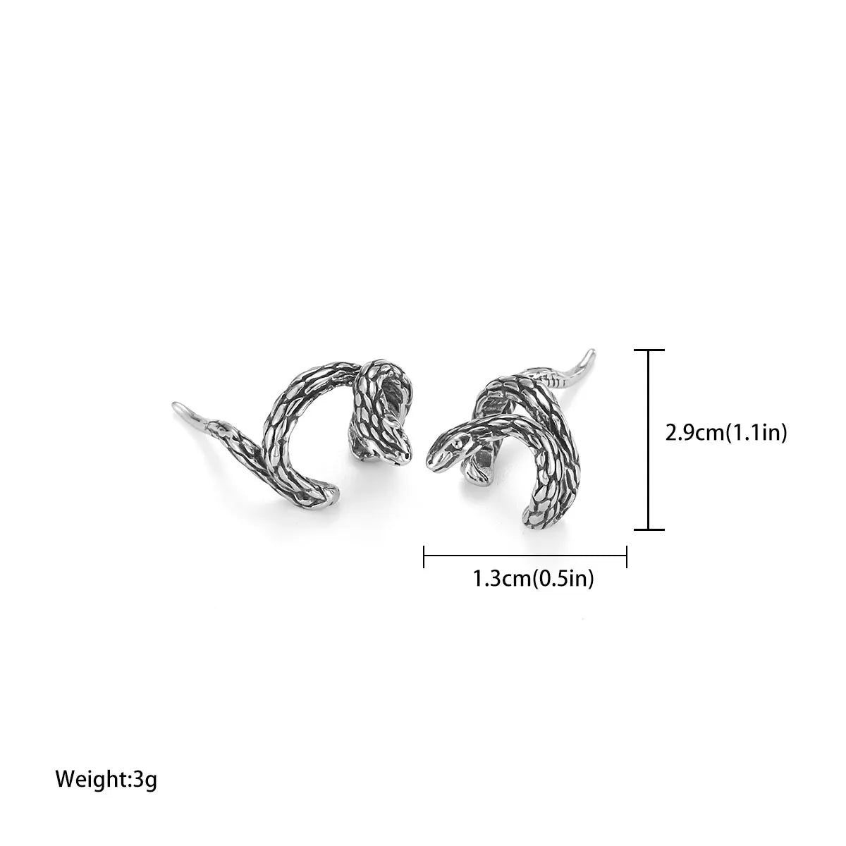 New Stainless Steel Snake Clip Viking Earrings