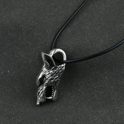 Viking Wolf Head Necklace Norse