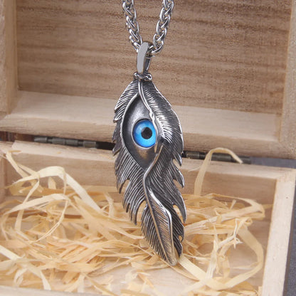 Feather Eagle Eye Claw Pendant Viking Necklace