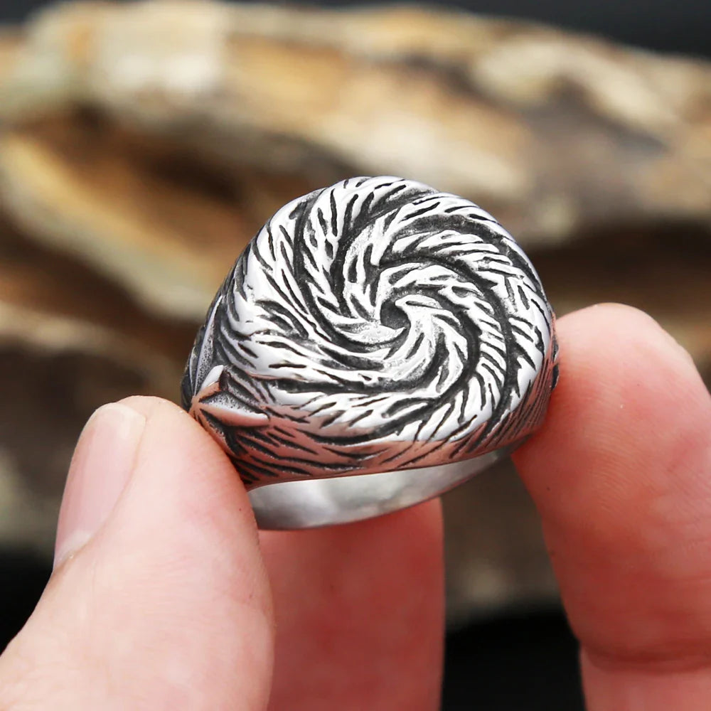 Stainless Steel Spiral Pattern Ring Swirl Flower Rings Men Women Jewelry