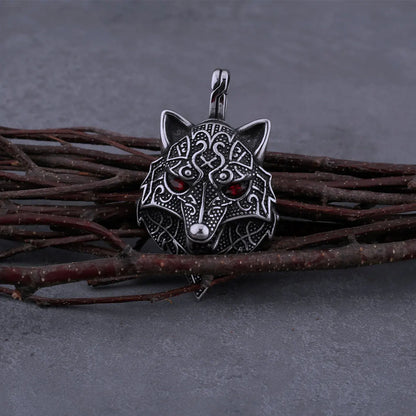 Men's Fashion Nordic Wolf Head Stainless Steel Viking Necklace