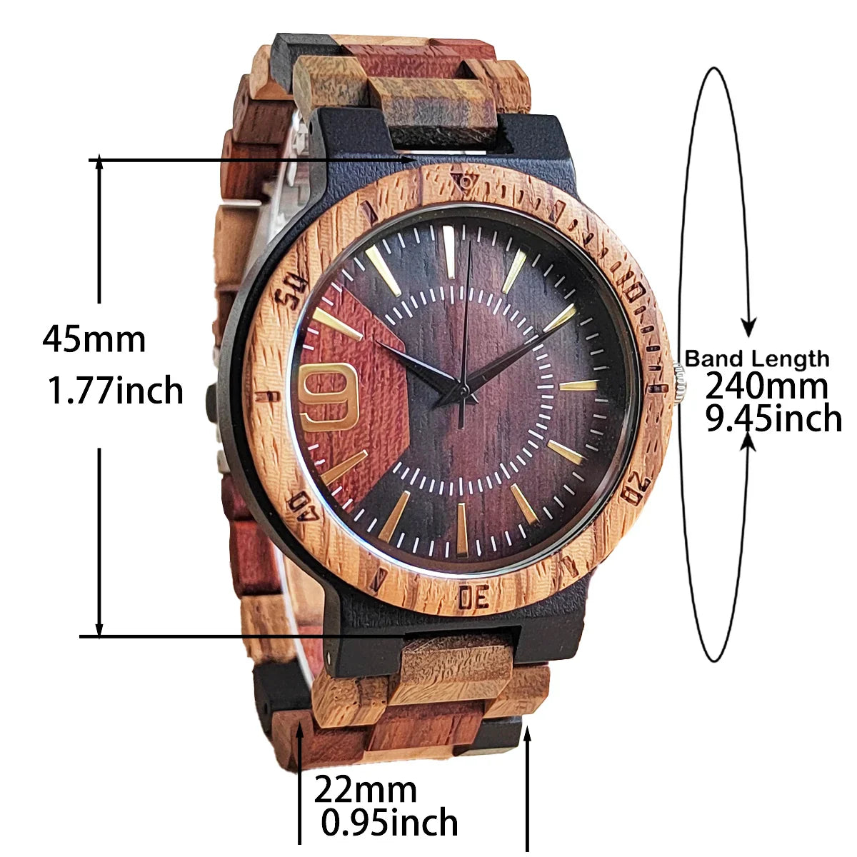 Colored Wooden Fashion Luxury Clock Quartz Wood Wrist Viking Watch