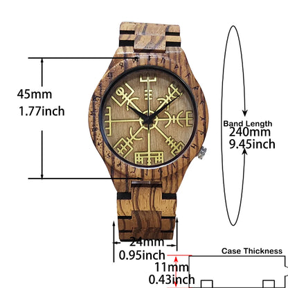 Wooden Symbol Element Clock Personalized Anniversary Viking Watch