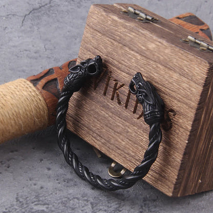 Black Stainless Steel Norse Dragon Viking Bracelet