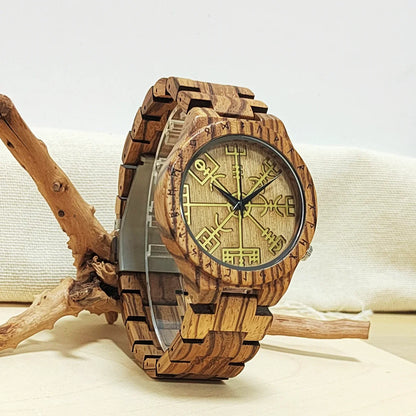 Viking Symbol Element Men's Wooden Wrist Watch