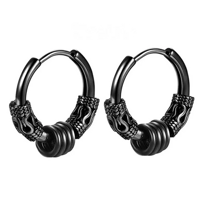 Engraved Beast Hoop Viking Earrings