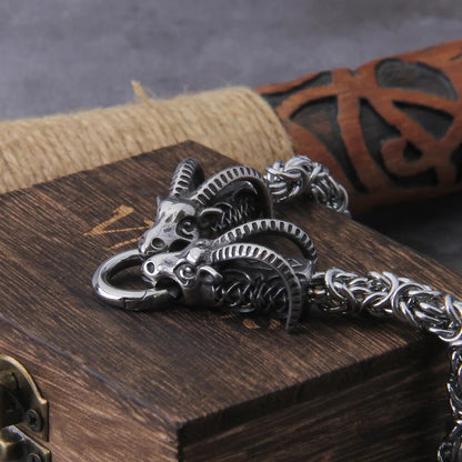 Goat Head Square-Link Chain Viking Necklaces