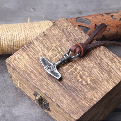 Iron Gray Thor's Hammer Viking Necklace