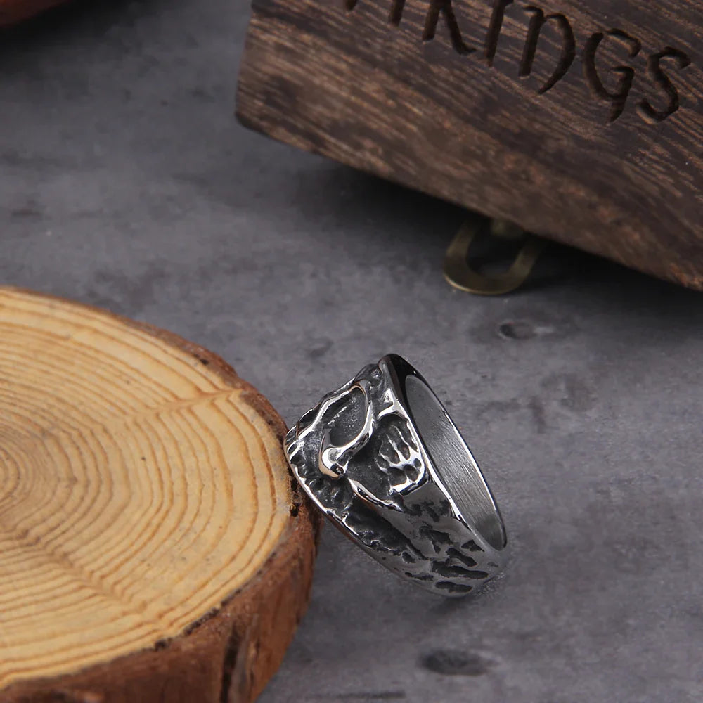 Vintage High Quality Skeleton Skull Finger Viking Ring