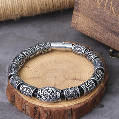 Runes Beads Men Viking Bracelet