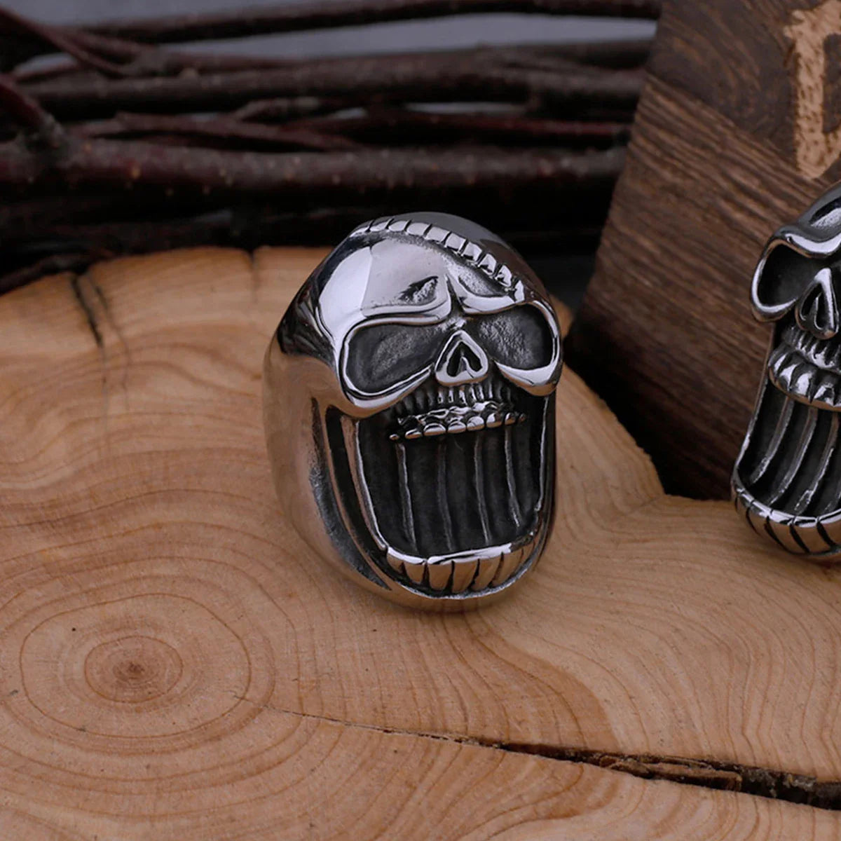 Punk Hip Hop Party Stainless Steel Gothic Skull Viking Ring