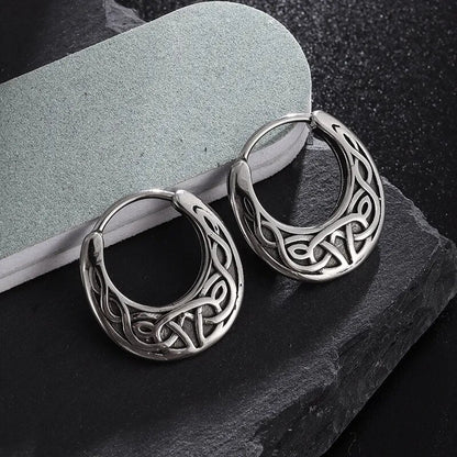 Engraved Beast Hoop Viking Earrings