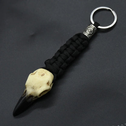 Nordic Raven Skeleton Runes Bead Paracord Keyholder