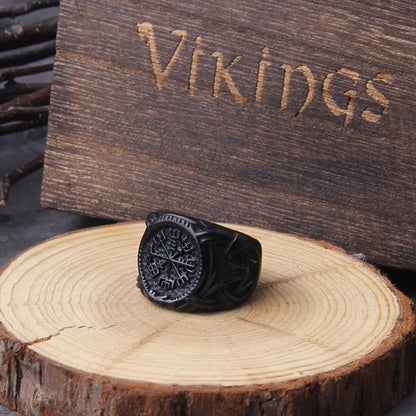 Compass Helm of Awe Viking Ring