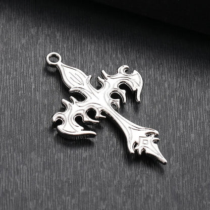 Stainless Steel Flame Cross Pendant Necklace for Men – Retro Titanium Steel Jewelry