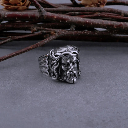 Viking Vintage Jesus Head Ring