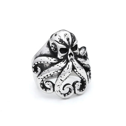 Stainless Steel Mythical Octopus Skull Ring