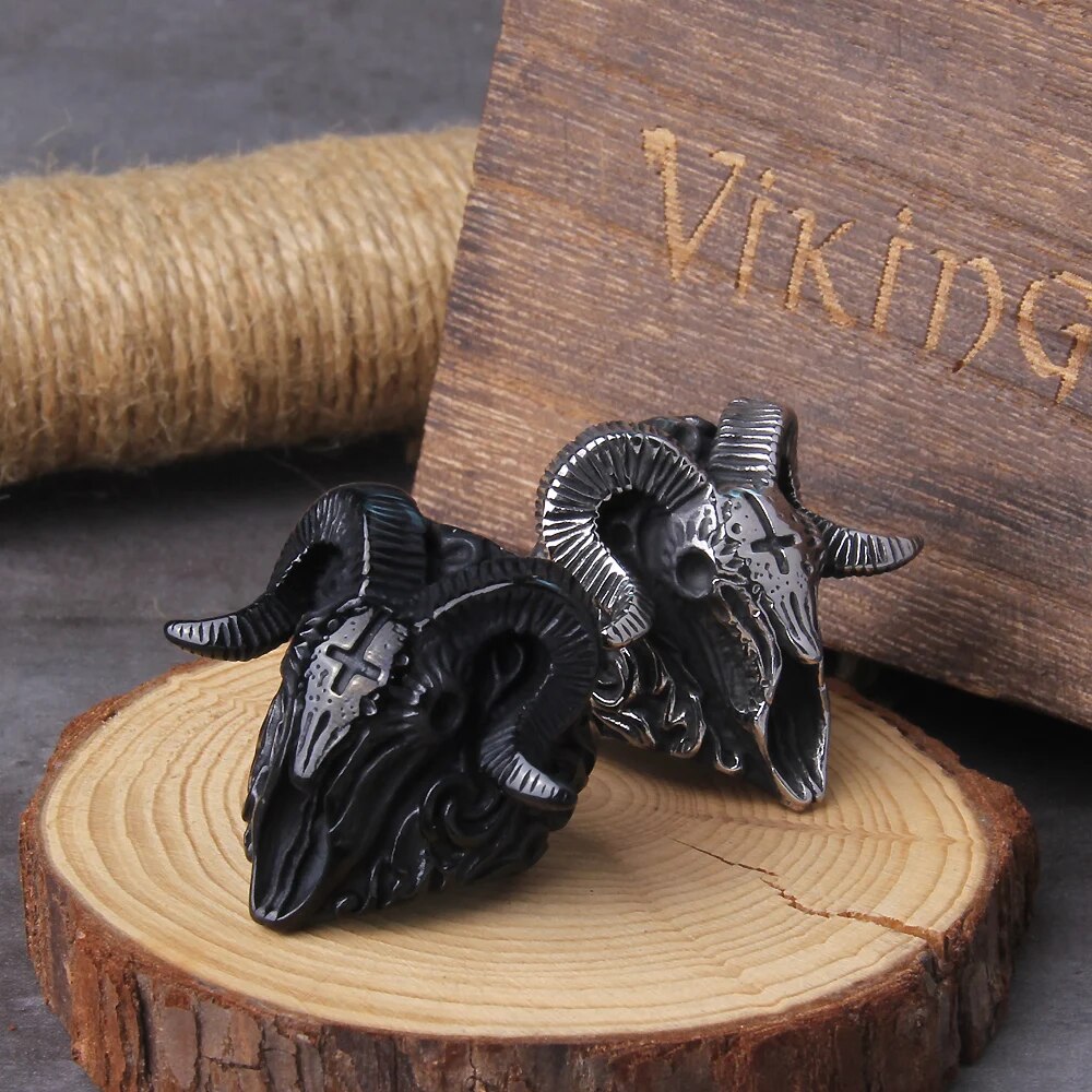 Goat Head Pagan Viking Ring