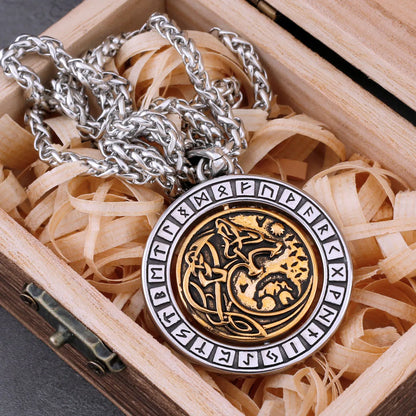 Rotate Vikings Wolf Necklace