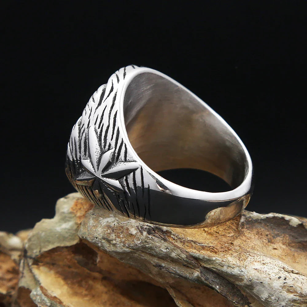 Stainless Steel Spiral Pattern Ring Swirl Flower Rings Men Women Jewelry