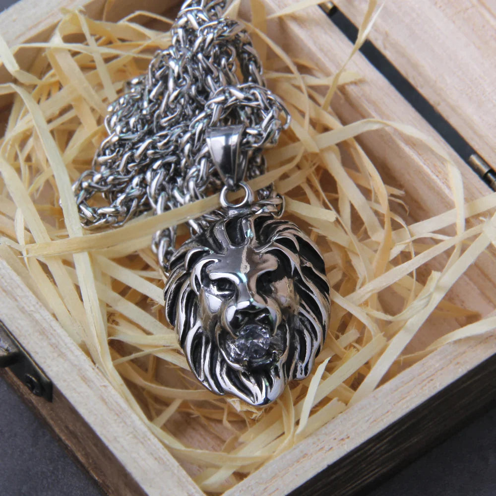 Lion King Head Viking Necklace