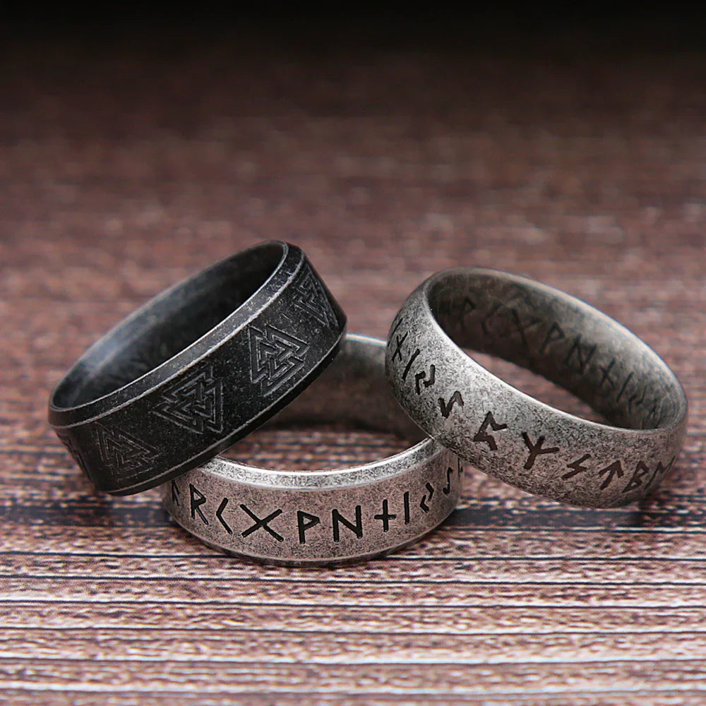 Viking Rune Ring Stainless Steel Odin Letter Rings