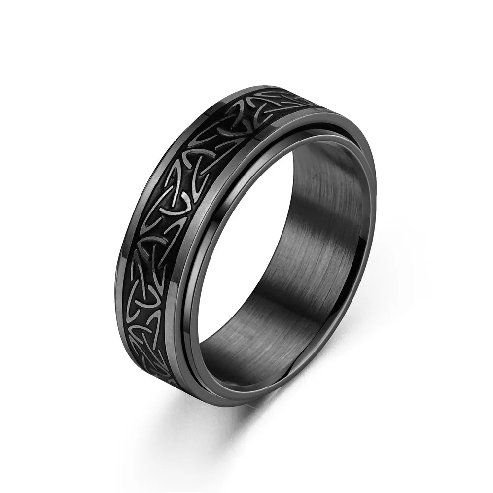 Viking Celtic Knot Rune Anxiety Ring Stainless Steel Spinner Ring