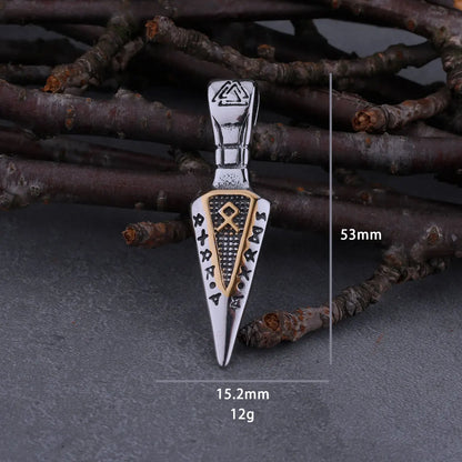 Viking Odin Rune Spear Necklace Stainless Steel Nordic