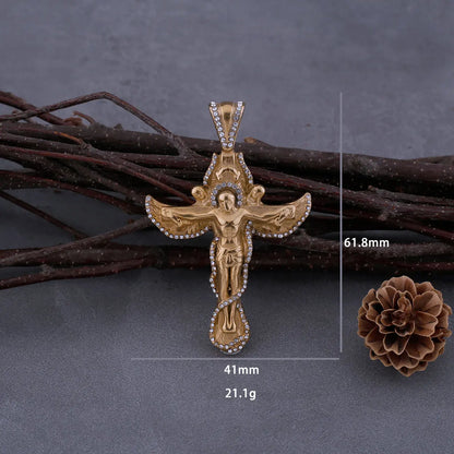 Gold Vintage Christian Cross Zircon Viking Necklace