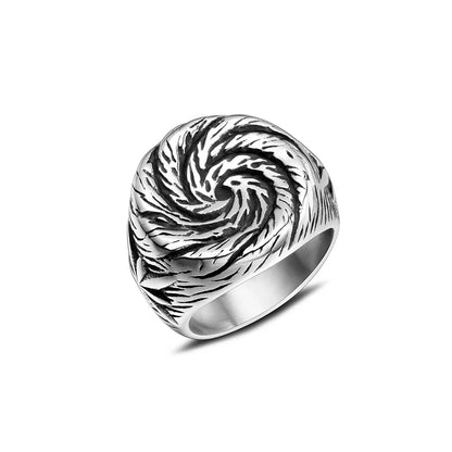 Stainless Steel Spiral Pattern Ring Swirl Flower Rings Men Women Jewelry