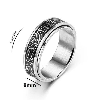 Viking Celtic Knot Rune Anxiety Ring Stainless Steel Spinner Ring